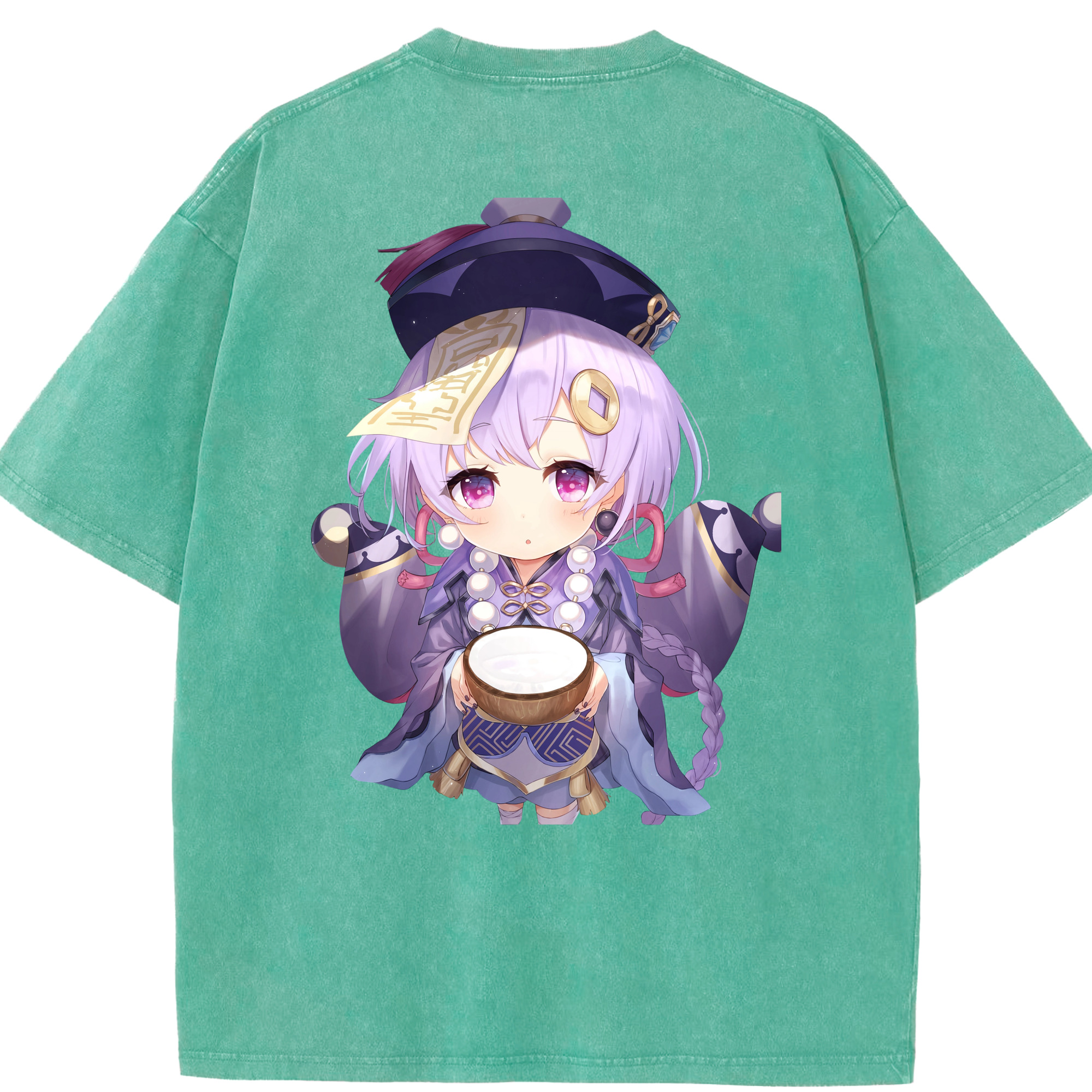 げんし神 七七 なな  genshin Nana 綿100% ヴィンテージ風 半袖Tシャツ（背面プリント）